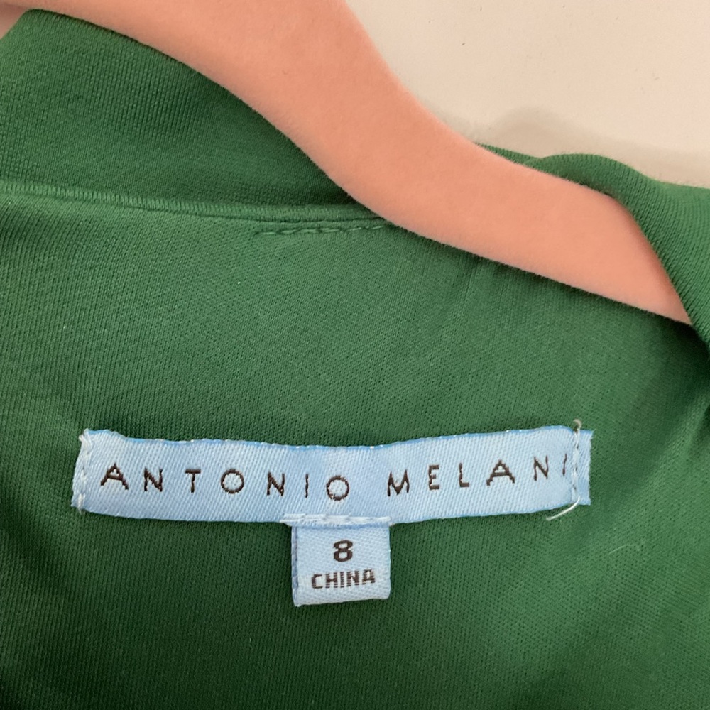 ANTONIO MELANI Emerald Green Long-Sleeve Dress with Beaded Lace Shoulders - Picture 5 of 7